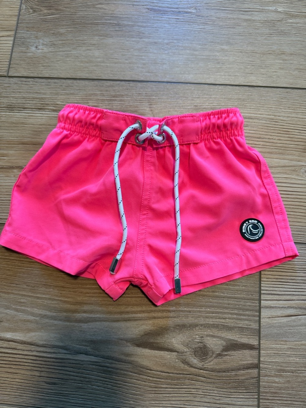 Kids Neon Pink Swim Trunks with Drawstring